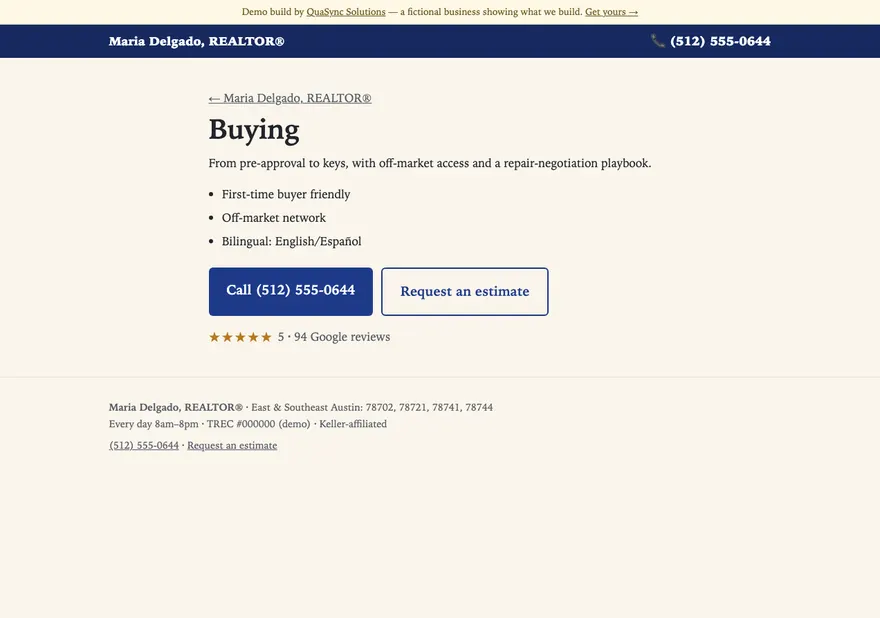 Maria Delgado, REALTOR® — Buying page